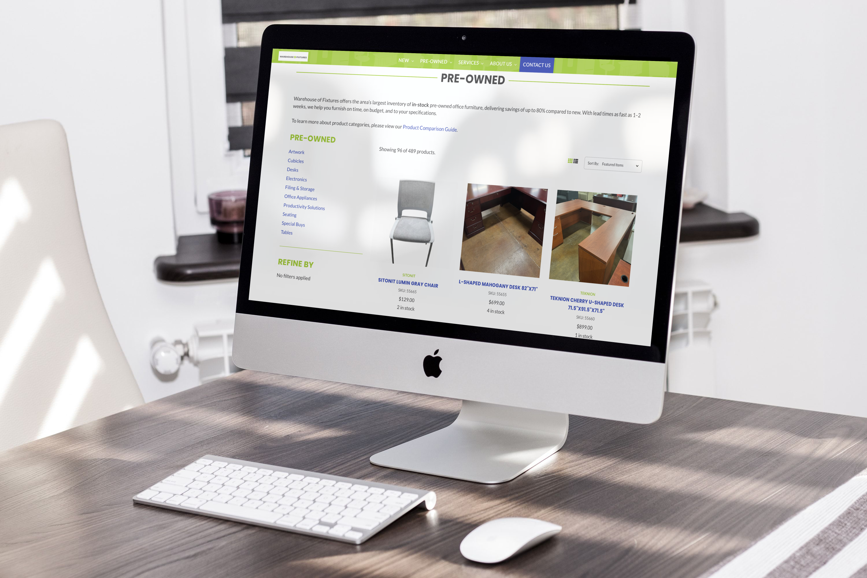 imac showing warehouse fixtures website