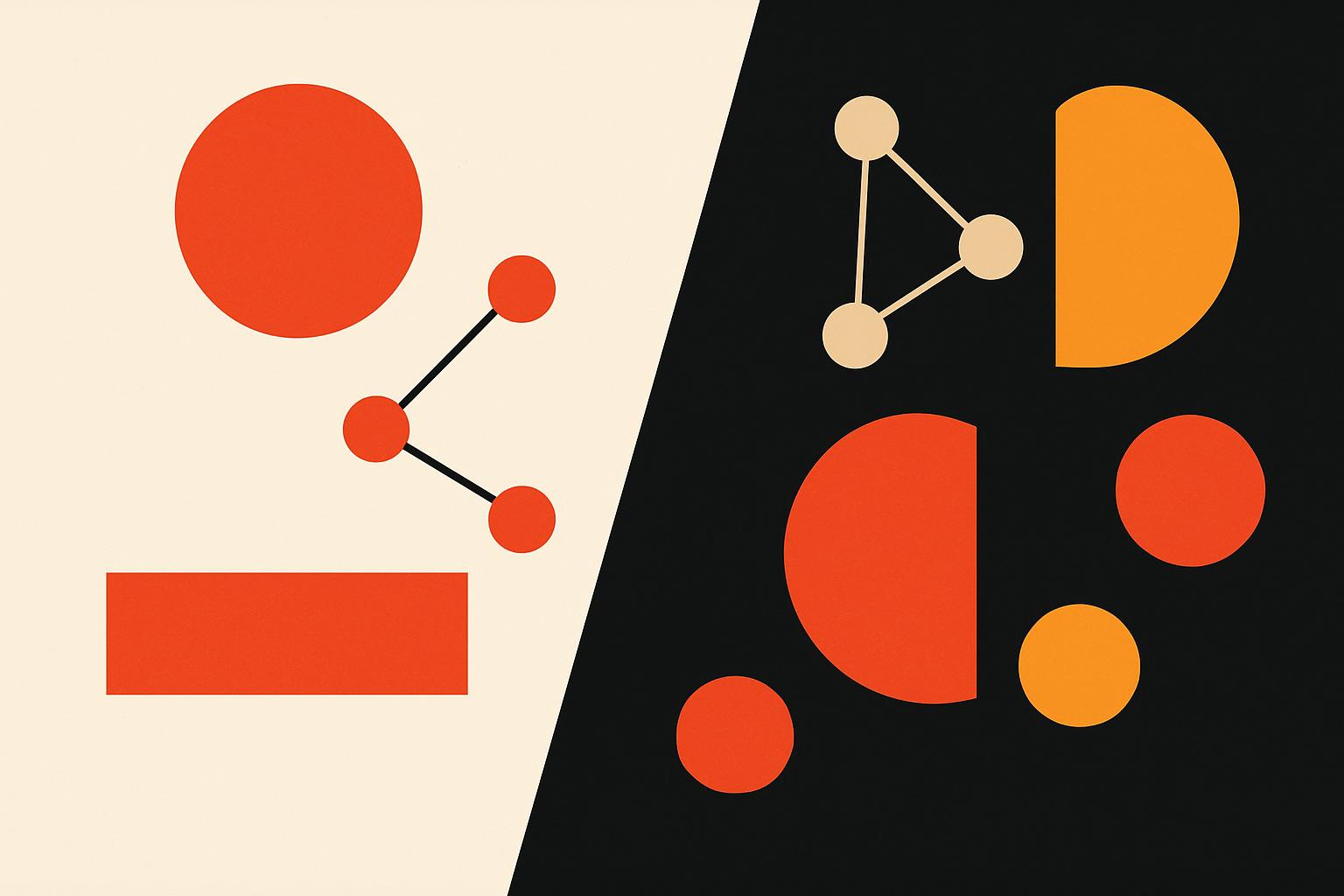 Abstract visual distinguishing content SEO from content marketing strategy approaches
