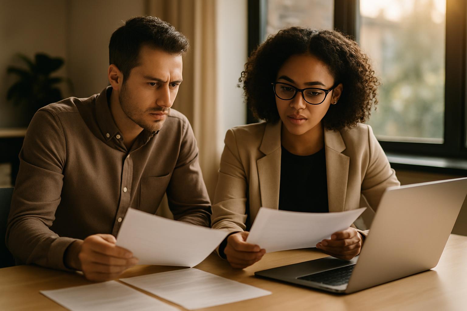 Two professionals reviewing a content strategy plan during a planning session