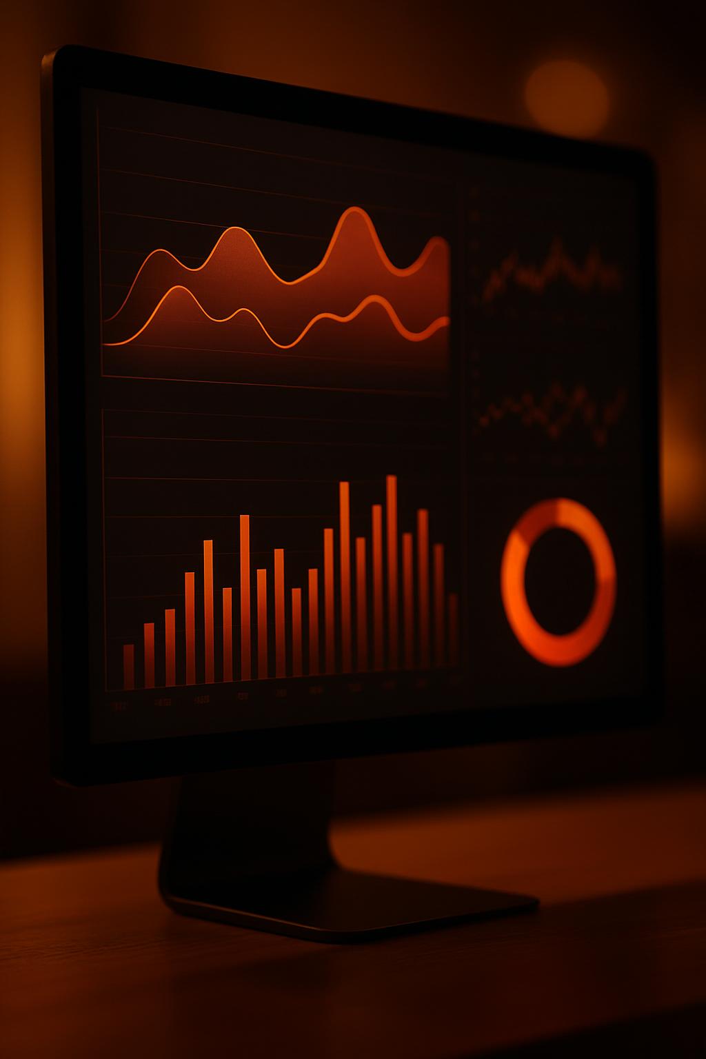 SEO service analytics data visualization on monitor supporting content strategy decisions