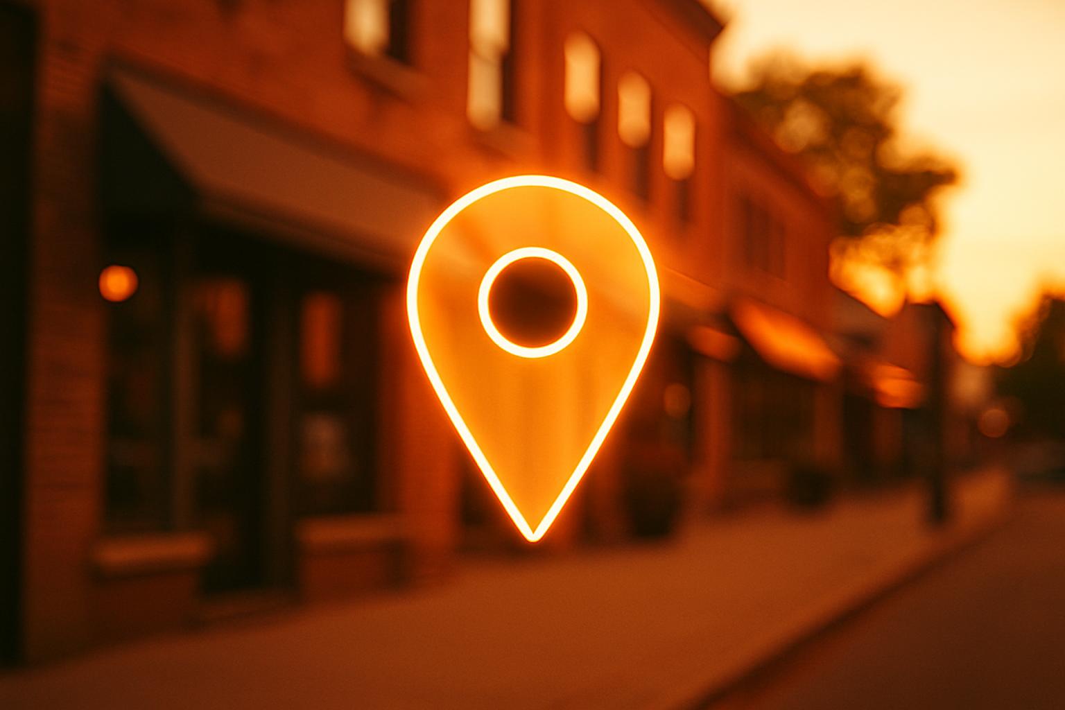 Local business street scene with map pin for local SEO services