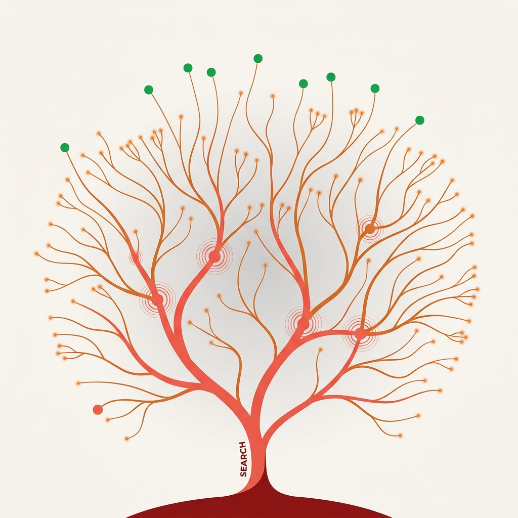 Abstract SEO data network visualization representing search engine optimization for content marketing