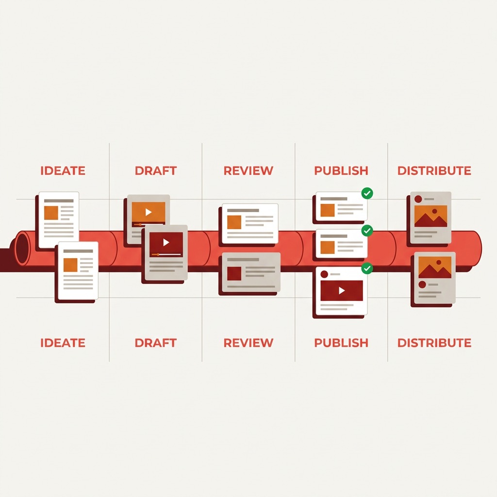 Content strategy planning with editorial calendar cards for content marketing services