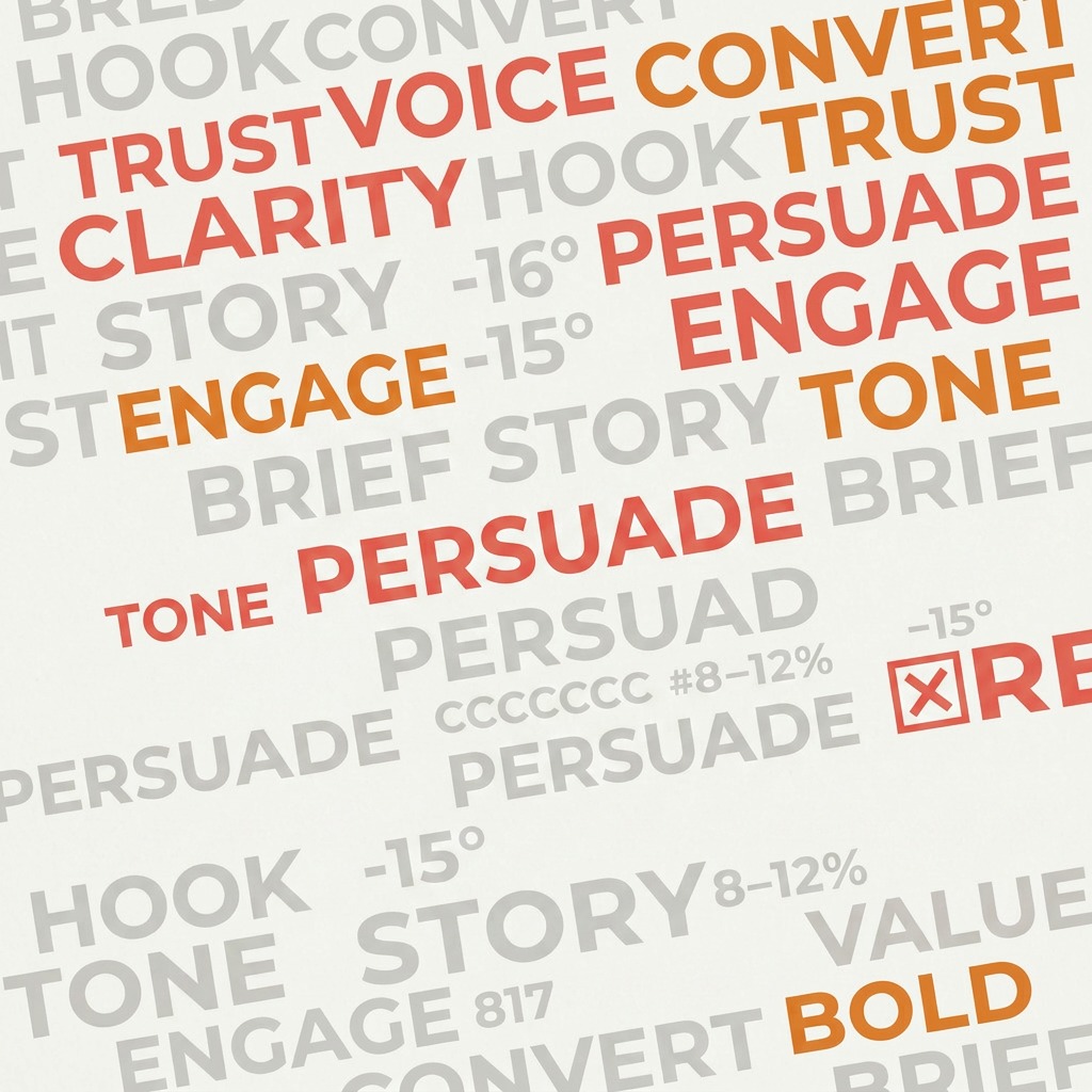Subtle abstract typographic texture background for copywriting service grid section