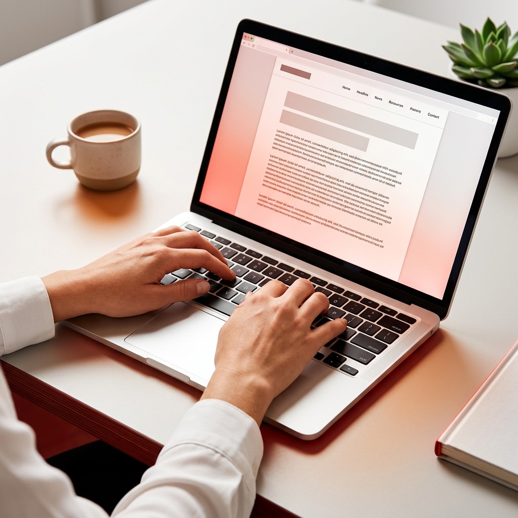 Professional writing web copy on a laptop representing website copywriting services