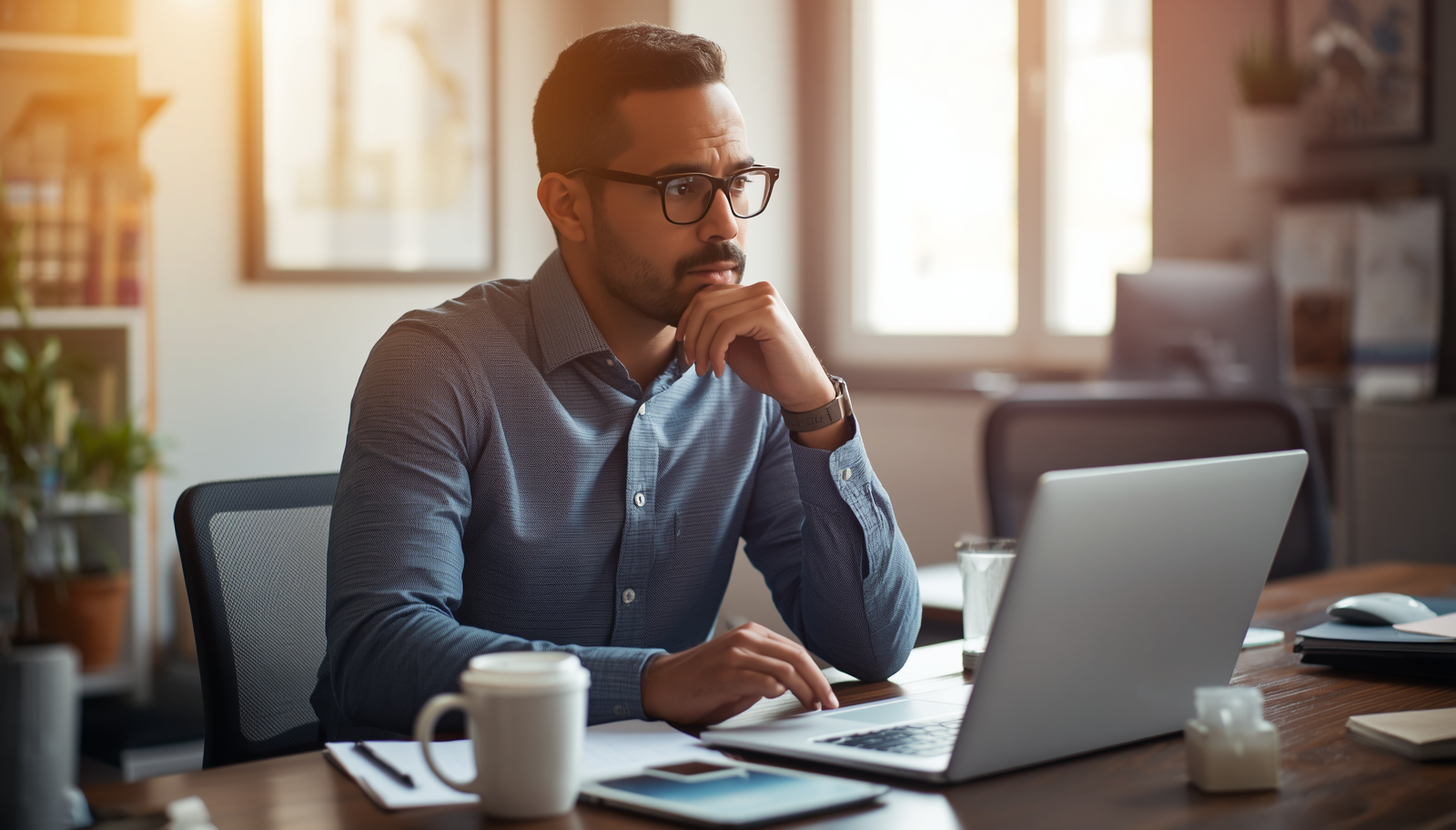 Small business owner considering email newsletter marketing strategy