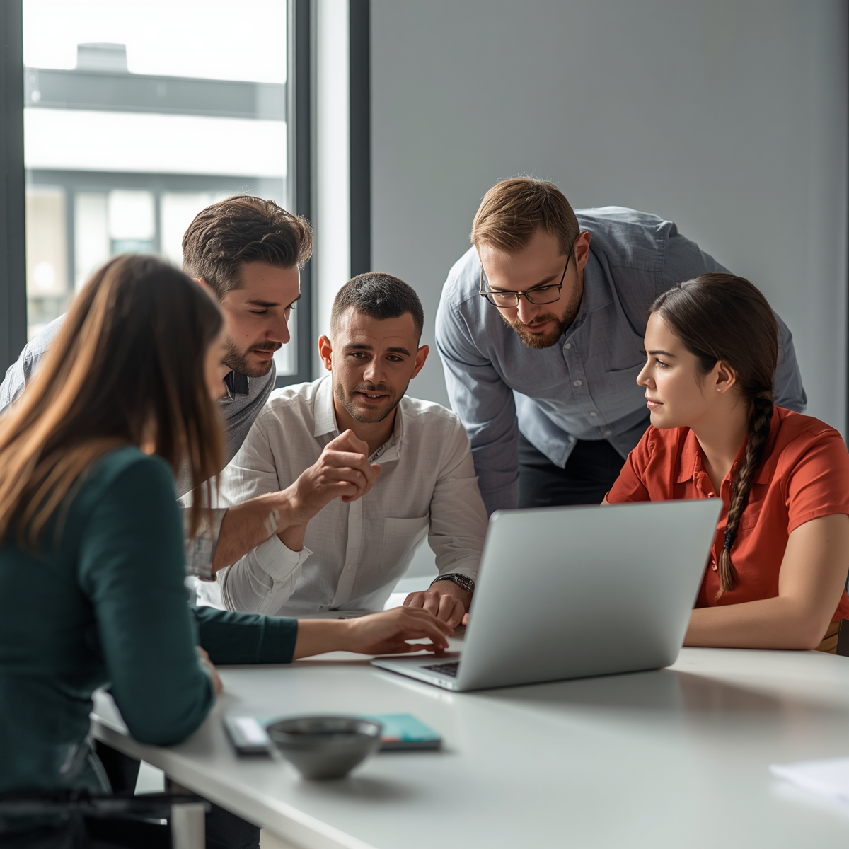 B2B marketing team reviewing email outreach strategy on laptop