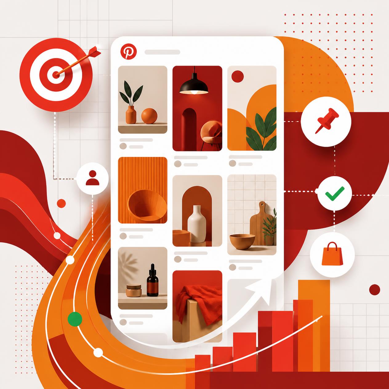 Abstract visual representing Pinterest ad discovery and pin feed targeting