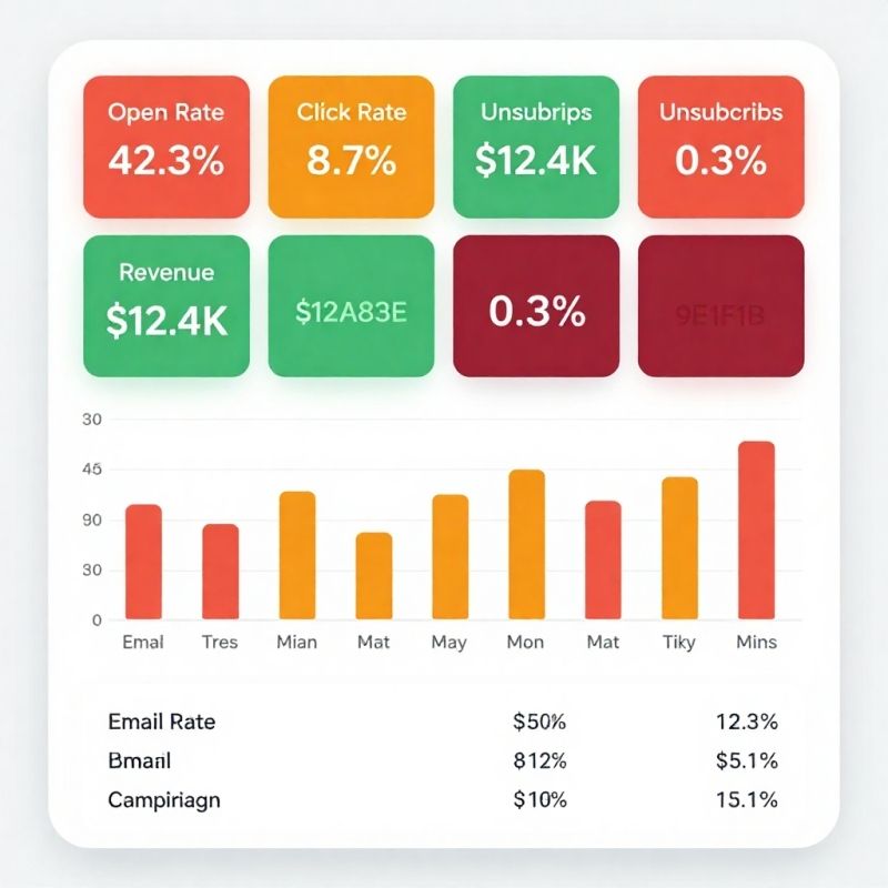 Email and SMS campaign analytics dashboard visualization showing performance metrics.