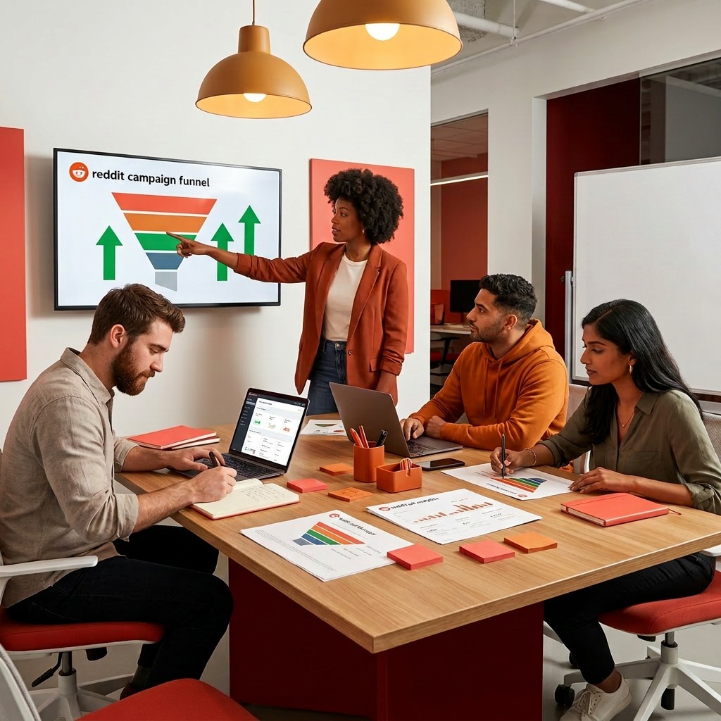 Digital marketing agency team collaborating on Reddit advertising strategy