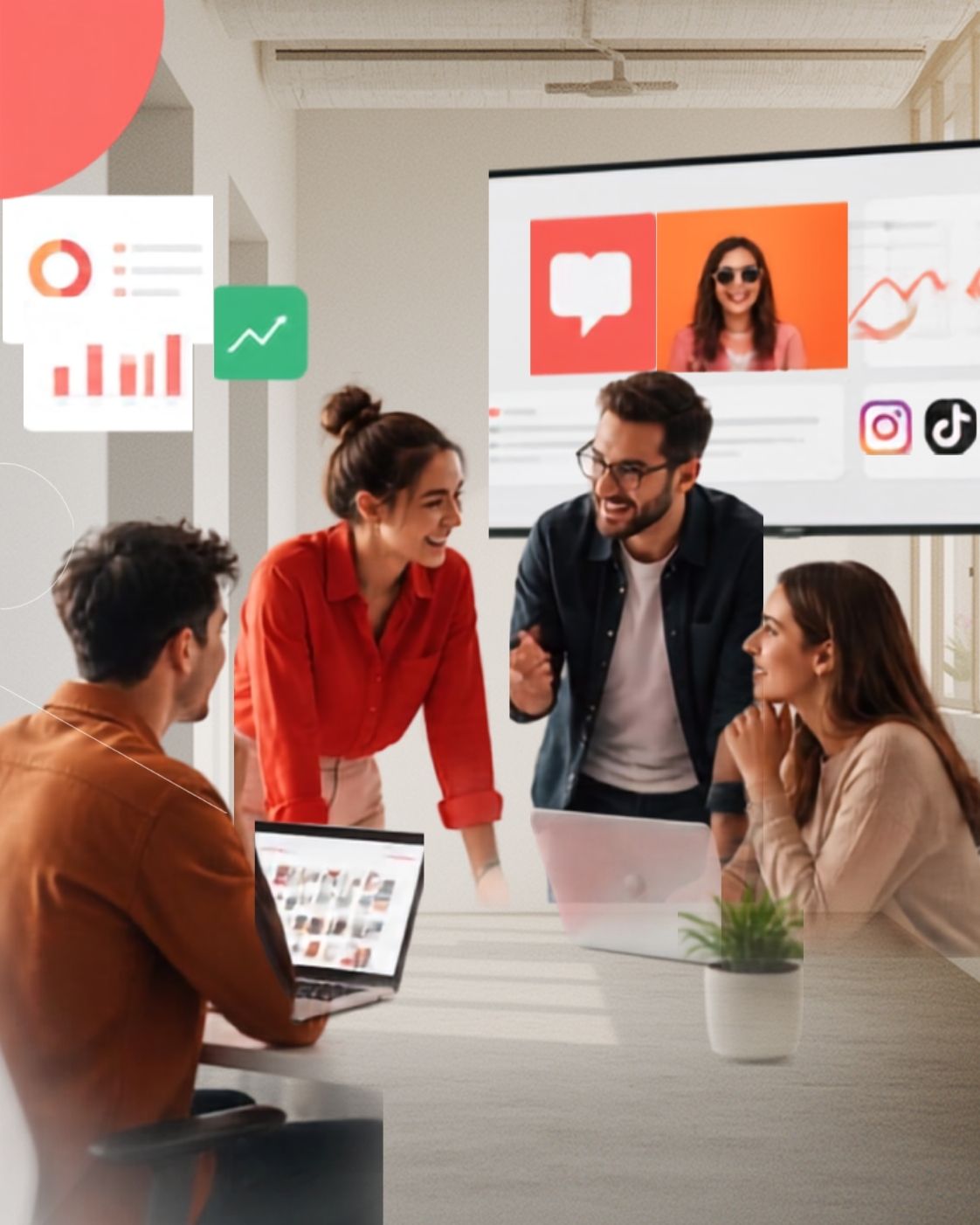Blayzer Digital social media marketing team collaborating in a modern agency office