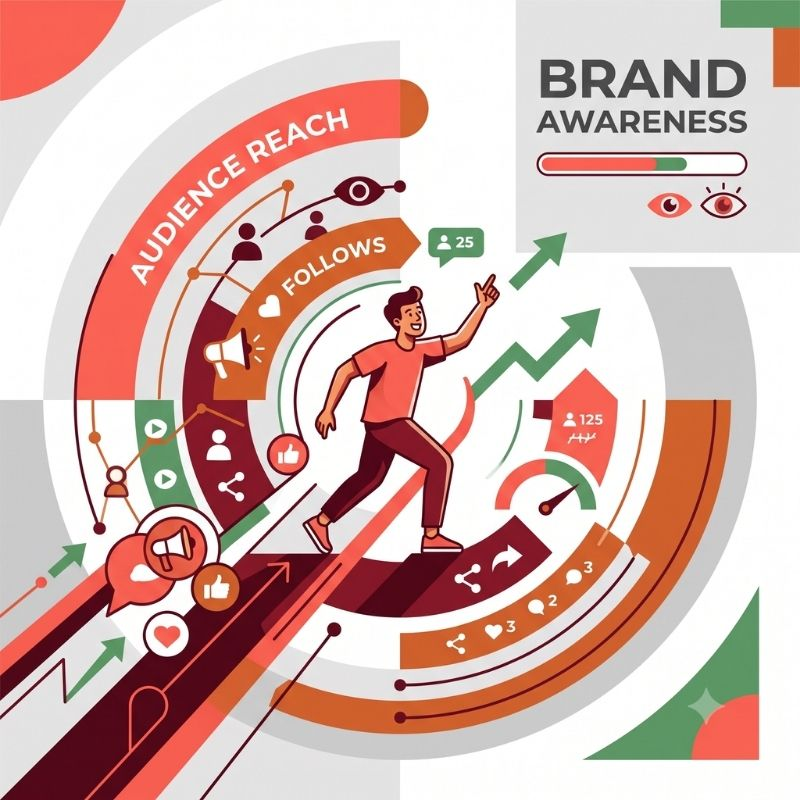 TikTok audience reach and brand awareness concept graphic