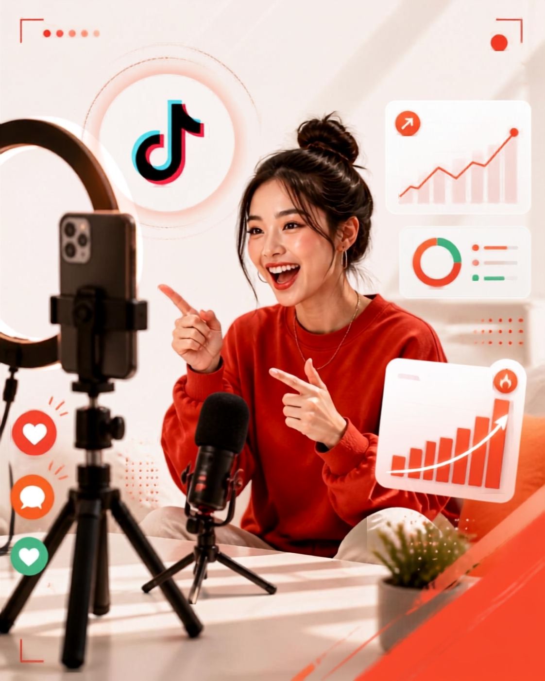 Creator filming short-form video content for TikTok advertising campaign