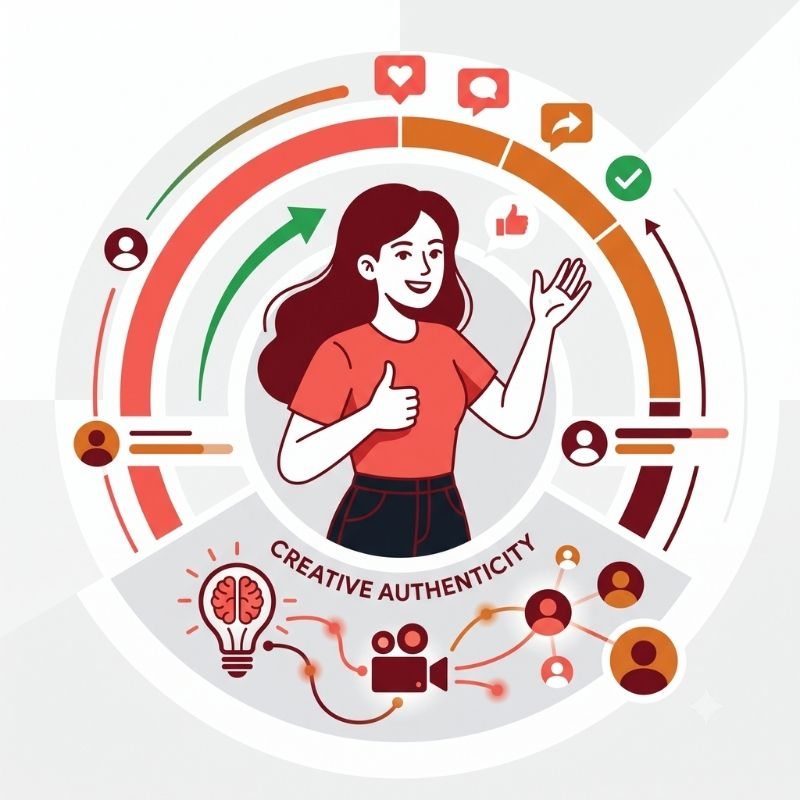 TikTok engagement rate and creative authenticity concept graphic