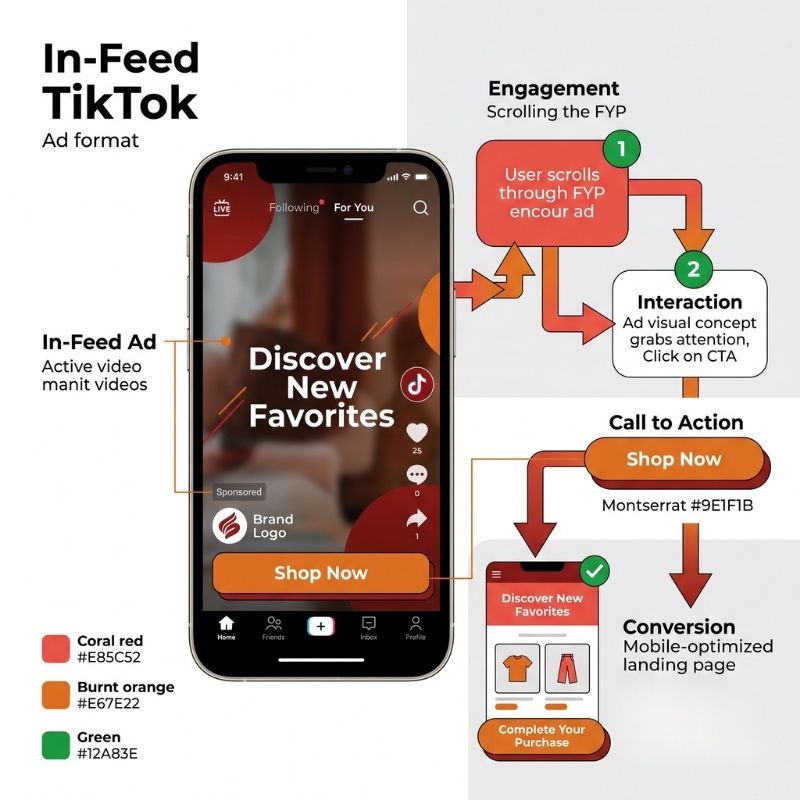 In-Feed TikTok ad format visual concept for brand advertising