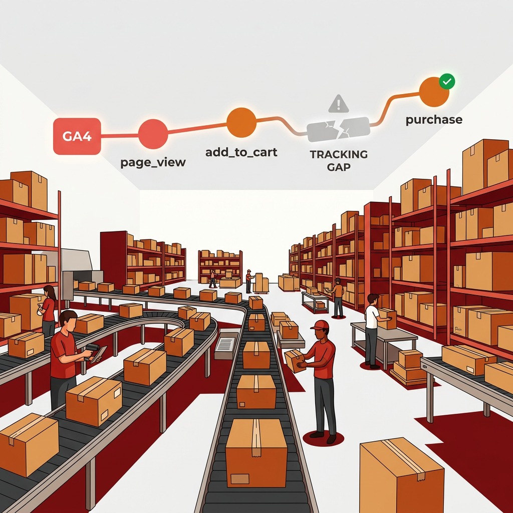 Ecommerce brand fulfillment center representing businesses needing GA4 tracking setup