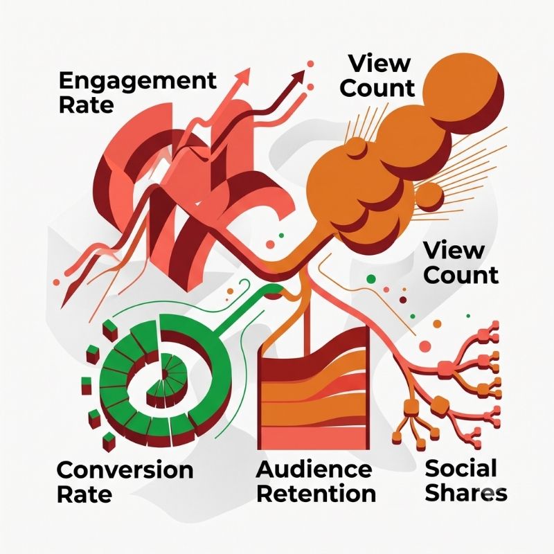 Abstract data visualization representing video marketing performance metrics