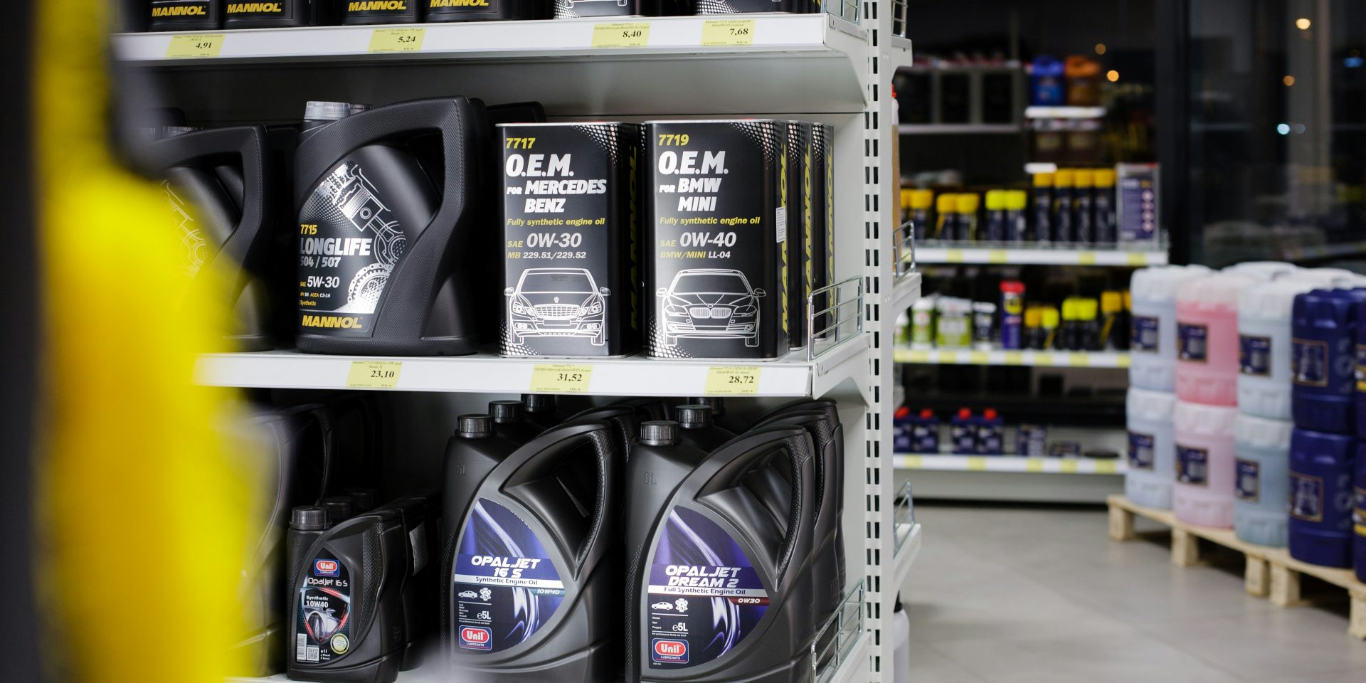 Shelves of automotive parts inside a parts store, representing the shift from marketplace-only selling to an omnichannel auto parts retail strategy