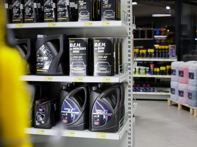 Shelves of automotive parts inside a parts store, representing the shift from marketplace-only selling to an omnichannel auto parts retail strategy