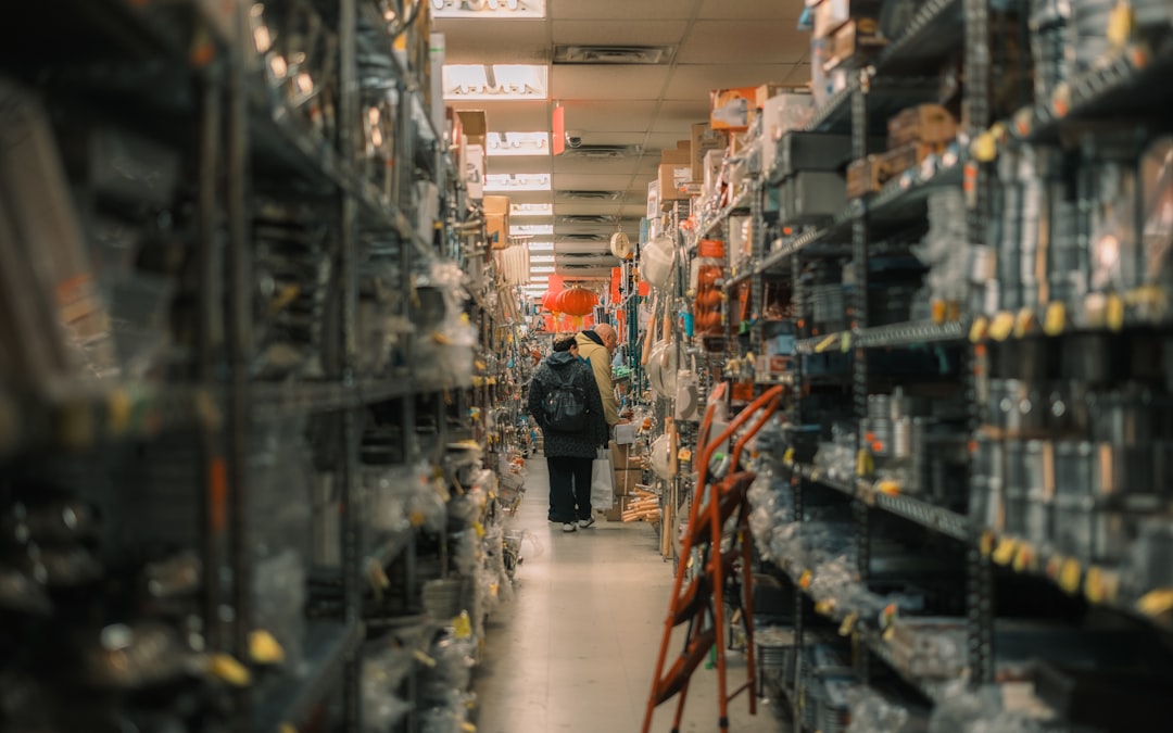 Auto parts warehouse inventory aisle
