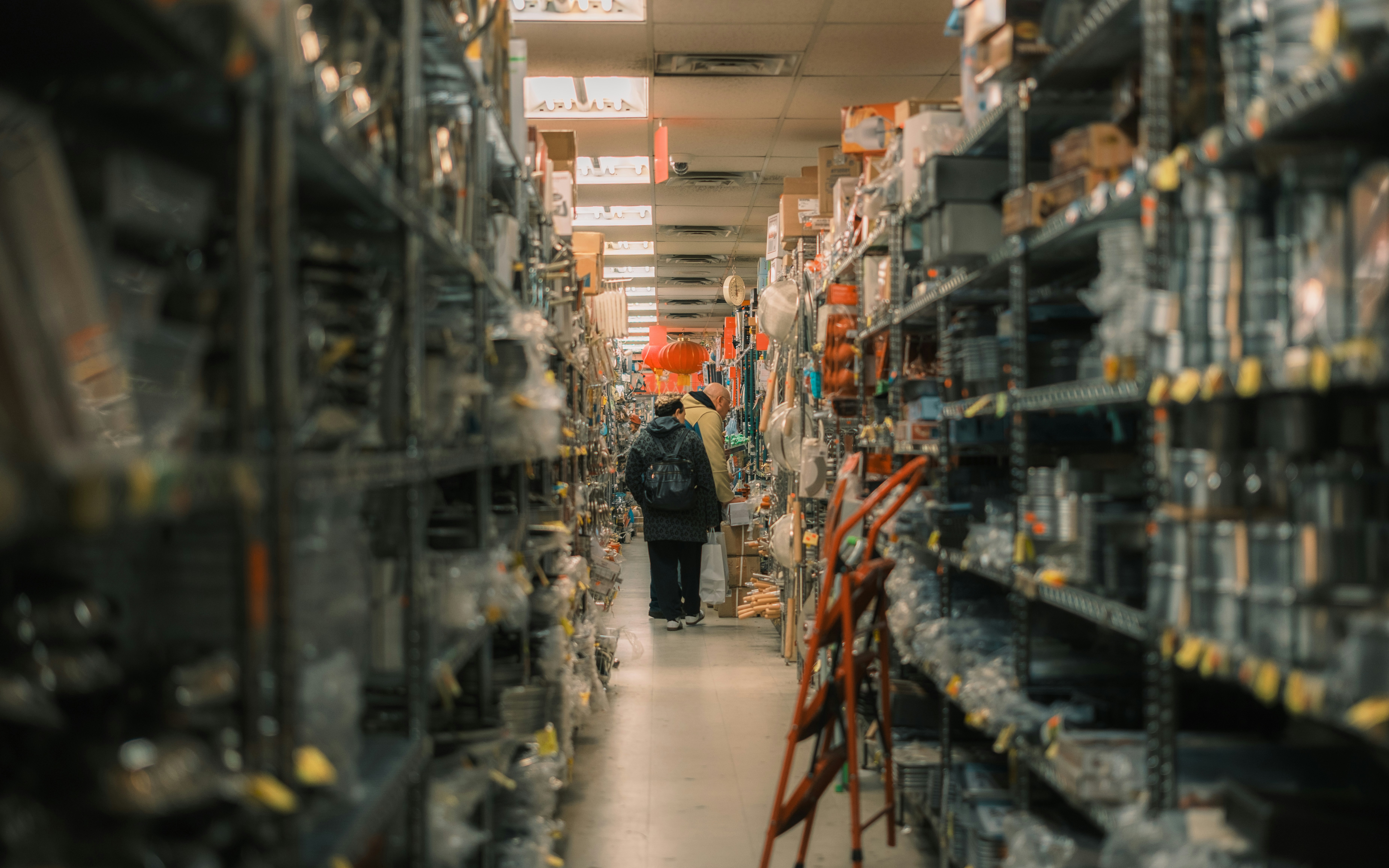 Auto parts warehouse inventory aisle