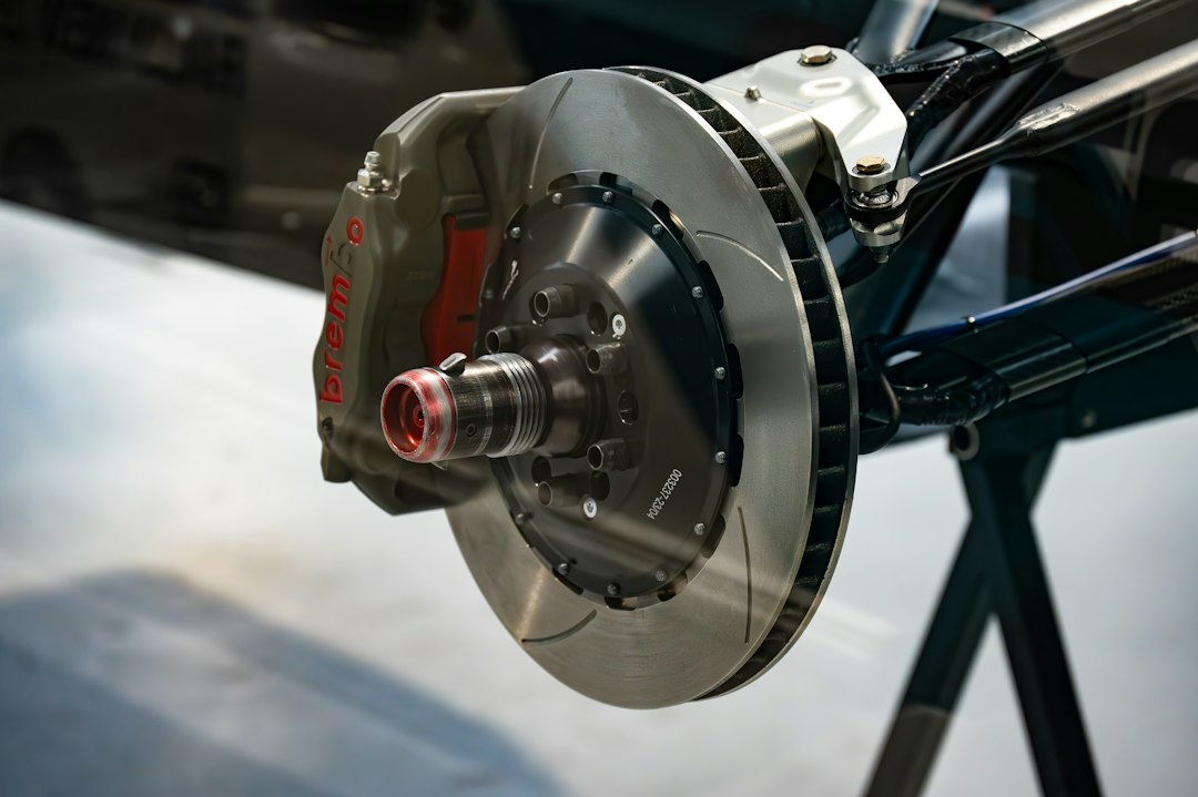 Close-up of a car brake rotor, an auto part with hundreds of vehicle fitment records in an ecommerce catalog